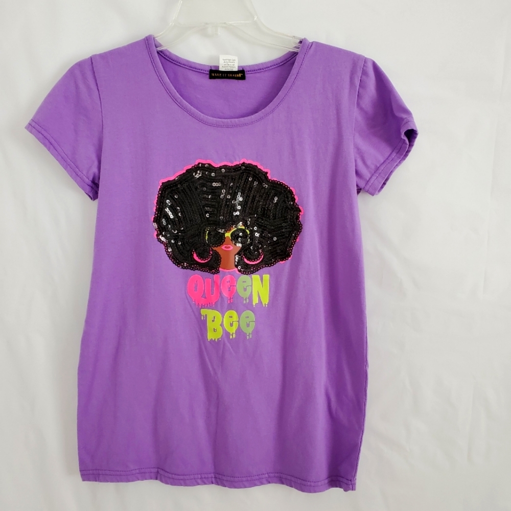Queen Bee Girls Sequin Tee by Make it Rain sz Medium